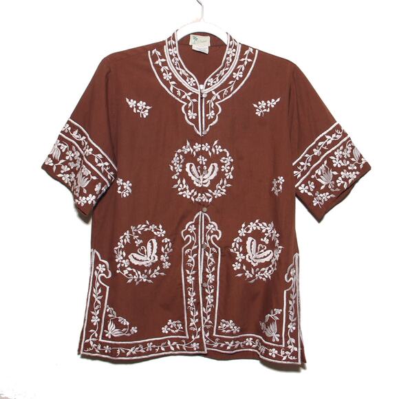 Vintage D'Palms Embroidered Ethnic Style Tunic Top Size 14 Small Flaw - Picture 1 of 11